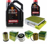 MANN-FILTER Controllo Set 6L Motul 8100 X-CLEAN+ 5W-30 Per Ford Focus III