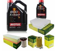 MANN-FILTER Controllo Set 6L Motul 8100 X-CLEAN+ 5W-30 Per VW Passat Variant
