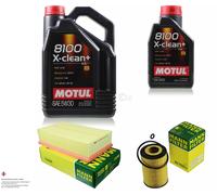MANN-FILTER Controllo set 6L Motul 8100 X-pulire+ 5W-30 per VW Passat Variant