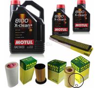 Mann-Filter Controllo Set 7L Motul 5W-30 8100 x-Pulire + per BMW 3er 320d 318d