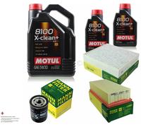 Mann-Filter Controllo Set 7L Motul 8100 x-Pulire+5W-30 per Smart Forfour 1.5