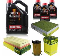 MANN-FILTER Controllo Set 8L Motul 8100 X-CLEAN+ 5W-30 Per Audi Q7 3.0 TDI