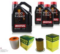 Mann-Filter Controllo Set 8L Motul 8100 x-Pulire+5W-30 per Audi A6 Avant 3.0