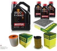 MANN-FILTER Controllo set 8L Motul 8100 X-pulire+ 5W-30 per Audi A6 Avant 3.0