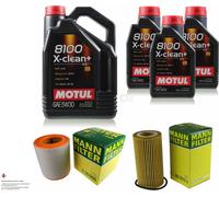 Mann-Filter Controllo Set 8L Motul 8100 x-Pulire+5W-30 per Audi A7 Sportback