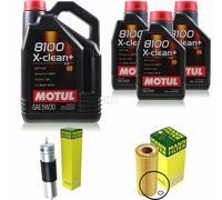 Mann-Filter Controllo Set 8L Motul 8100 x-Pulire+5W-30 per BMW X5 3.0d