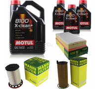 Mann-Filter Controllo Set 8L Motul 8100 x-Pulire+5W-30 per Il VW Touareg 3.0