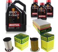 Mann-Filter Controllo Set 8L Motul 8100 x-Pulire+5W-30 per VW Touareg 3.0