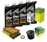 Mann-Filter Controllo Set mannol 4L Longlife 5W-30 per : Nissan Primera