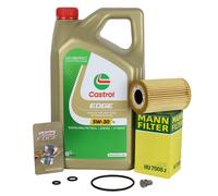 Mann Filtro Olio + 5L Castrol 5W30 Olio per Audi A3 VW Golf 6 Passat Touran 1.6/