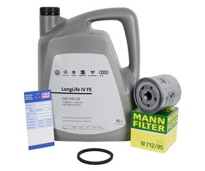 Mann Filtro Olio + 5L Originale 0W-20 Motore per VW Golf 7 8 Polo 5 6 1.0-1.5