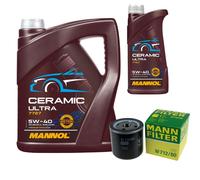 MANN Filtro Olio 6L MANNOL Ceramic 5W-40 Per Saab 9-3 2.0i 2.0 Turbo 2.3i