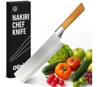 Mannaia da Cucina in Acciao Inox - Lama da 20 cm - Coltello affilato per tagliare Alimenti - Impugnatura Ergonomica in legno - Coltello da Cuoco e Macellaio