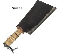 MANNAIA MANARESSO PIEMONTE LAMA 24cm MANICO CUOIO ACCIAIO FORGIATO ANGELO B.