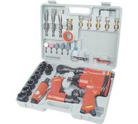 Mannesmann - M15033 - Set attrezzi ad aria compressa, 33 pz. | Avvitatore ad impulsi, cricchetto e martello scalpellatore, bussole 9-27 mm, 5 punte abrasive, per officina e casa