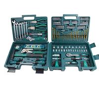 Mannesmann - M29086 - Set utensili 176 pz. | Cricchetto reversibile da 3/8", chiave regolabile, pinze e assortimento di punte per pietra, legno e metallo, in valigetta