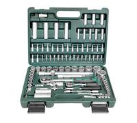 Mannesmann - M98410 - Set chiavi a tubo 94 pz., 1/4" e 1/2" | Due cricchetti reversibili, bussole, inserti per candele e giunti cardanici nella valigetta in plastica, per lavori auto