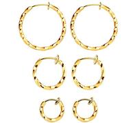 Mannli 3 Paar gedrehte Kreolen, Ohrringe, Ohrringe, Ohrringe, Ohrringe, Ohrringe, Set für Frauen und Mädchen, goldfarben, 15-30 mm