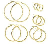 Mannli - Set di orecchini in acciaio inossidabile ipoallergenici, per donne e ragazze, color oro, oro rosa e Acciaio inossidabile, colore: 02.gold, cod. HoopEarrings02