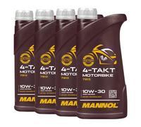 MANNOL 4-Takt Moto SAE 10W-30 Olio Per Moto JASO MA, JASO MA2, 4x1 Litro