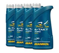 MANNOL 4 Tempi Agro SAE 30 Olio Motore, API SL, JASO MA/MA2, 4x1 L