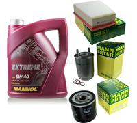 MANNOL 5L Estremo 5W40 Olio Motore + MANN-FILTER Filtro Per Renault Megane 3 1.5
