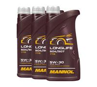 Mannol 7715 Longlife 504/507 5W-30 Olio Motore, VW 504 00, VW 507 00, 3x1 Litri.