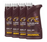 Mannol 7715 SAE 5W-30 Longlife Olio VW 504.00/507.00, MB 229.51,4x1 Litro