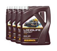 Mannol 7715 SAE 5W-30 Longlife Olio VW 504.00/507.00, MB 229.51,4x5 Litro
