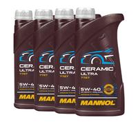 MANNOL 7727 CERAMIC ULTRA SAE 5W-40 Olio Motore MB 228.5, BMW LL-01, 4x1 Litro