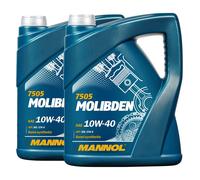 Mannol Molibden SAE 10W-40 Olio Motore Api Sn, VW 501.01, 2x5 Litro