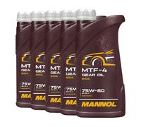 MANNOL MTF-4 75W-80 Olio Cambio API GL-4 Semi Sintetico, 5x1 L