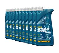 MANNOL Olio Miscela 2 Tempi Universale Fuoribordo API TC, 10x1 Litro