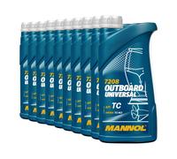 MANNOL Olio Miscela 2 Tempi Universale Fuoribordo API TC, 10x1 Litro