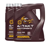 MANNOL Olio Motocicletta 4 Tempi SAE 10W-40, JASO MA, JASO MA2, 2x4 Litri