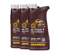 MANNOL Olio Motore 10W-60 Per Moto, API SP, JASO MA2, 3x1 Litro