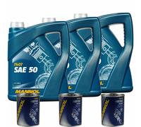 MANNOL Olio Motore SAE 50 API CH-4 15 L, Olio Particolarmente Sintetico