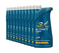 MANNOL Olio Motore Semisintetico 4 Tempi Agro SAE 30, API SL, JASO MA/MA2 10x1 L