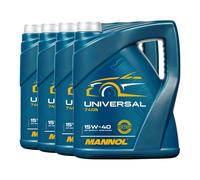 Mannol SAE 15W-40 Universale Olio Motore, Api Sn CH4, 4x5 Litro