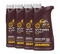 MANNOL V-TWIN SAE 20W-50 Per Harley Davidson Olio Motore, JASO MA/MA2, 4x1 Litro