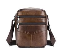 MANNUOSI Uomo Borse a spalla vintage Zaino monospalla casual Borse a mano viaggio vera pelle multitasche Borse organizer portatutto Marrone3