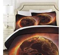 Mannwarehouse World Cover SetVivid Burning Earth Heat - Set copripiumino da 3 pezzi (1 copripiumino + 2 federe) con chiusura lampo - King Size 264,2 x 228,6 cm