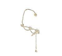 Mano Camelie E Nappe Orecchino Clip Confortevole Lega Cuffia Con Zircone Scintillante Abito Da Sera Accessorio Camellia Nappe Polsino, Taglia unica, come descritto