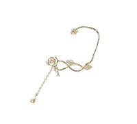 Mano Camelie E Nappe Orecchino Clip Confortevole Lega Cuffia Con Zircone Scintillante Abito Da Sera Accessorio Camellia Nappe Polsino, Taglia unica, come descritto