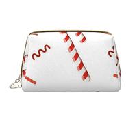Mano Col Inciso Mappa Pelle Lavabile Makeup Bag per le Donne, Viaggio Cosmetici Borse, Portatile Cerniera Astuccio Organizer Pouch, Bastoncino di zucchero, Taglia unica