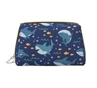 Mano Col Inciso Mappa Pelle Lavabile Makeup Bag per le Donne, Viaggio Cosmetici Borse, Portatile Cerniera Astuccio Organizer Pouch, Delfino, Taglia unica
