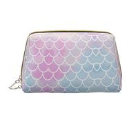 Mano Col Inciso Mappa Pelle Lavabile Makeup Bag per le Donne, Viaggio Cosmetici Borse, Portatile Cerniera Astuccio Organizer Pouch, Scala di sirena colorata, Taglia unica