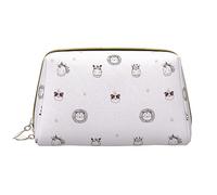 Mano Col Inciso Mappa Pelle Lavabile Makeup Bag per le Donne, Viaggio Cosmetici Borse, Portatile Cerniera Astuccio Organizer Pouch, Simpatico motivo animale, Taglia unica