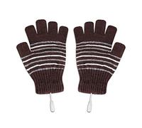 Mano Computer Portatile Caldo Donne Inverno Riscaldato Full&Half USB Knit Uomini Guanti Dito Guanti Bambino, Caff, Taglia unica