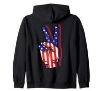 Mano del Segno di Pace della Bandiera degli Stati Uniti 4 Felpa con Cappuccio